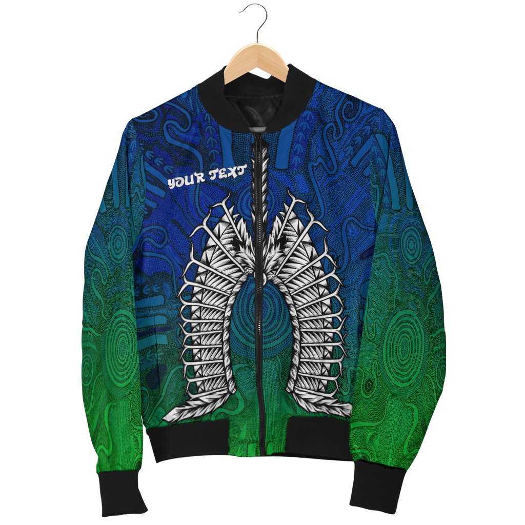 (Custom Text) Torres Strait Islanders Men's Bomber Jacket - Dhari Mask - Vibe Hoodie Shop