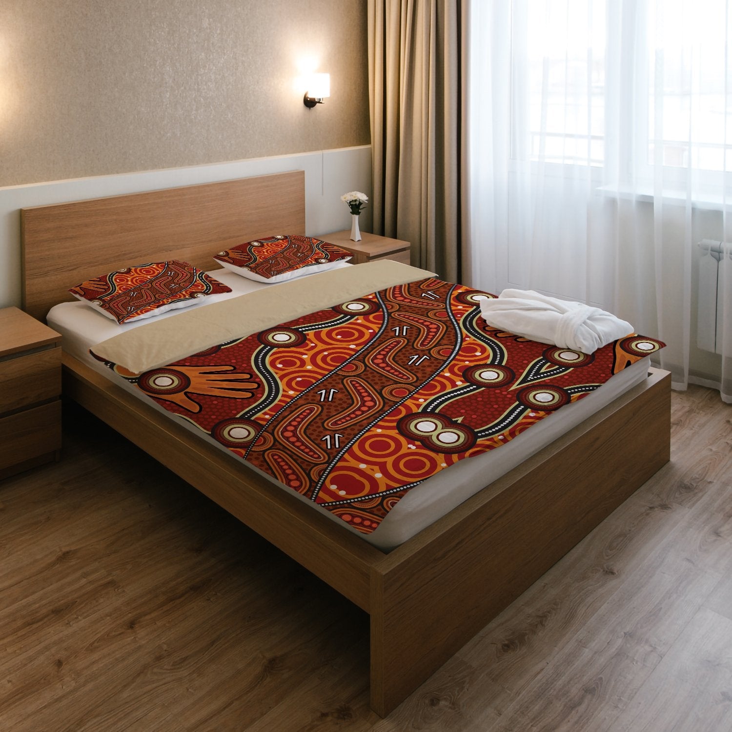 Aboriginal Bedding Set - Indegenous Dot Painting Art - Vibe Hoodie Shop