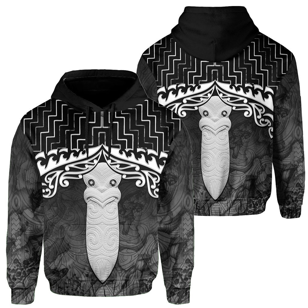 New Zealand Hoodie, Poutama Maori Taiaha Mauri Pullover Hoodie Black - Vibe Hoodie Shop