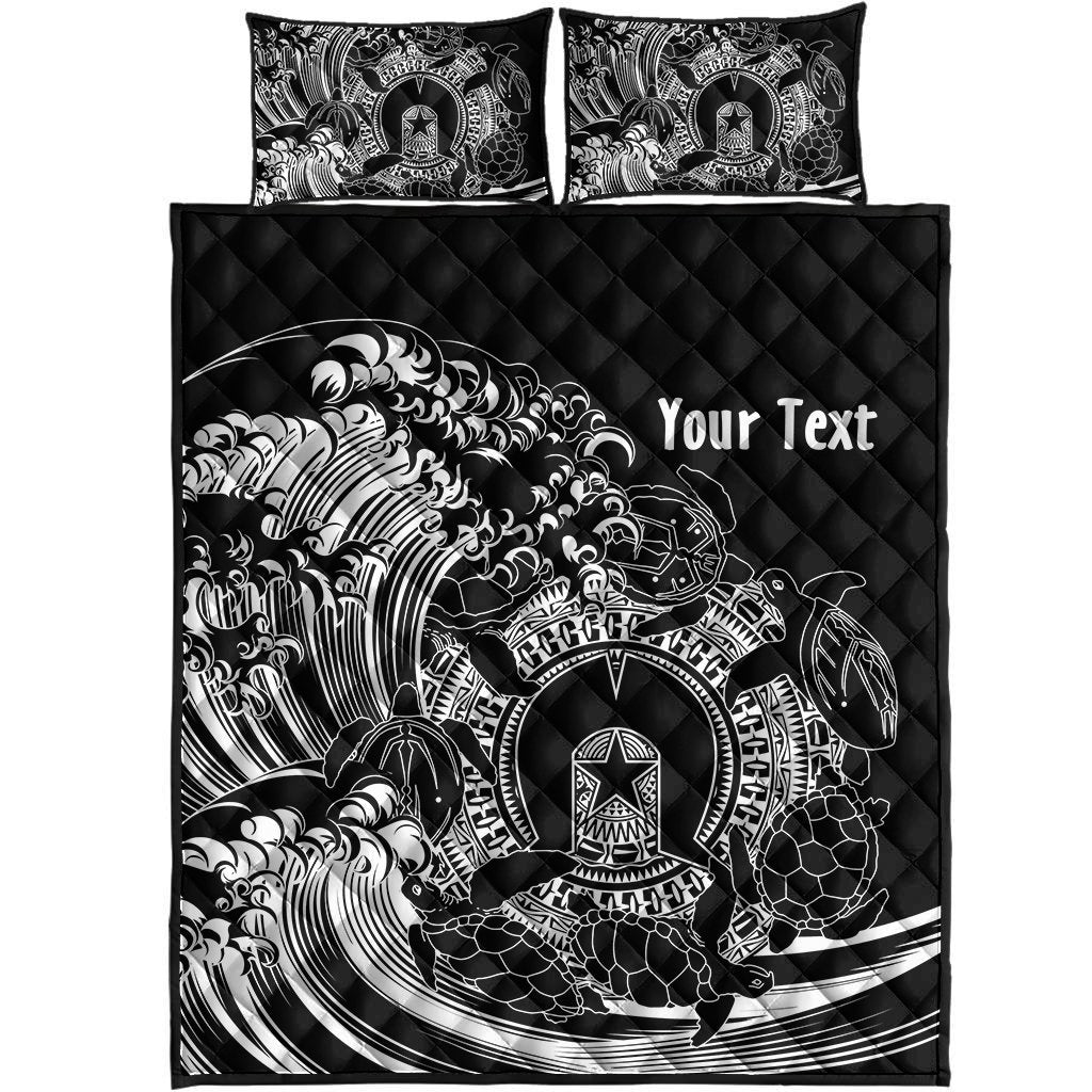 Custom Aboriginal Quilt Bed Set, Torres Strait Islands in Wave (Black) - Vibe Hoodie Shop