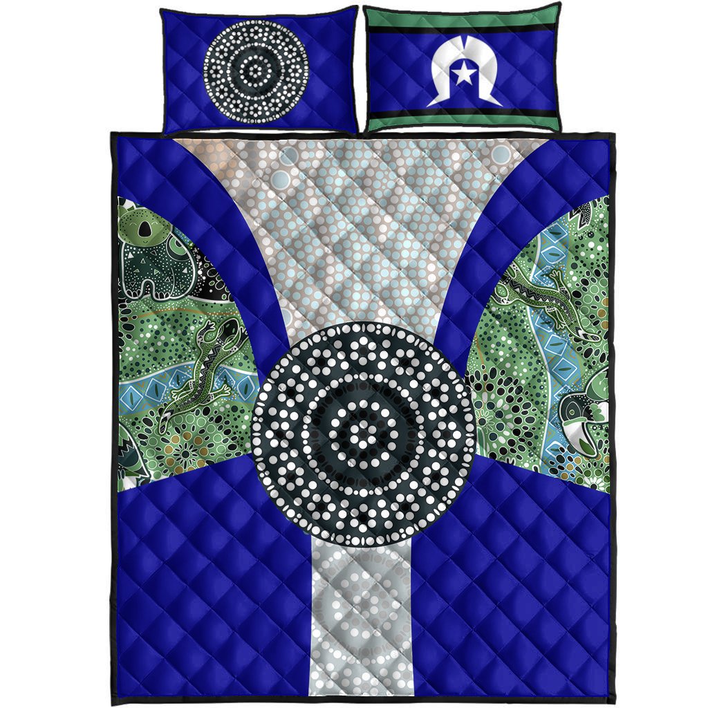 Quilt Bed Set - Flag of Torres Strait Islanders - Vibe Hoodie Shop