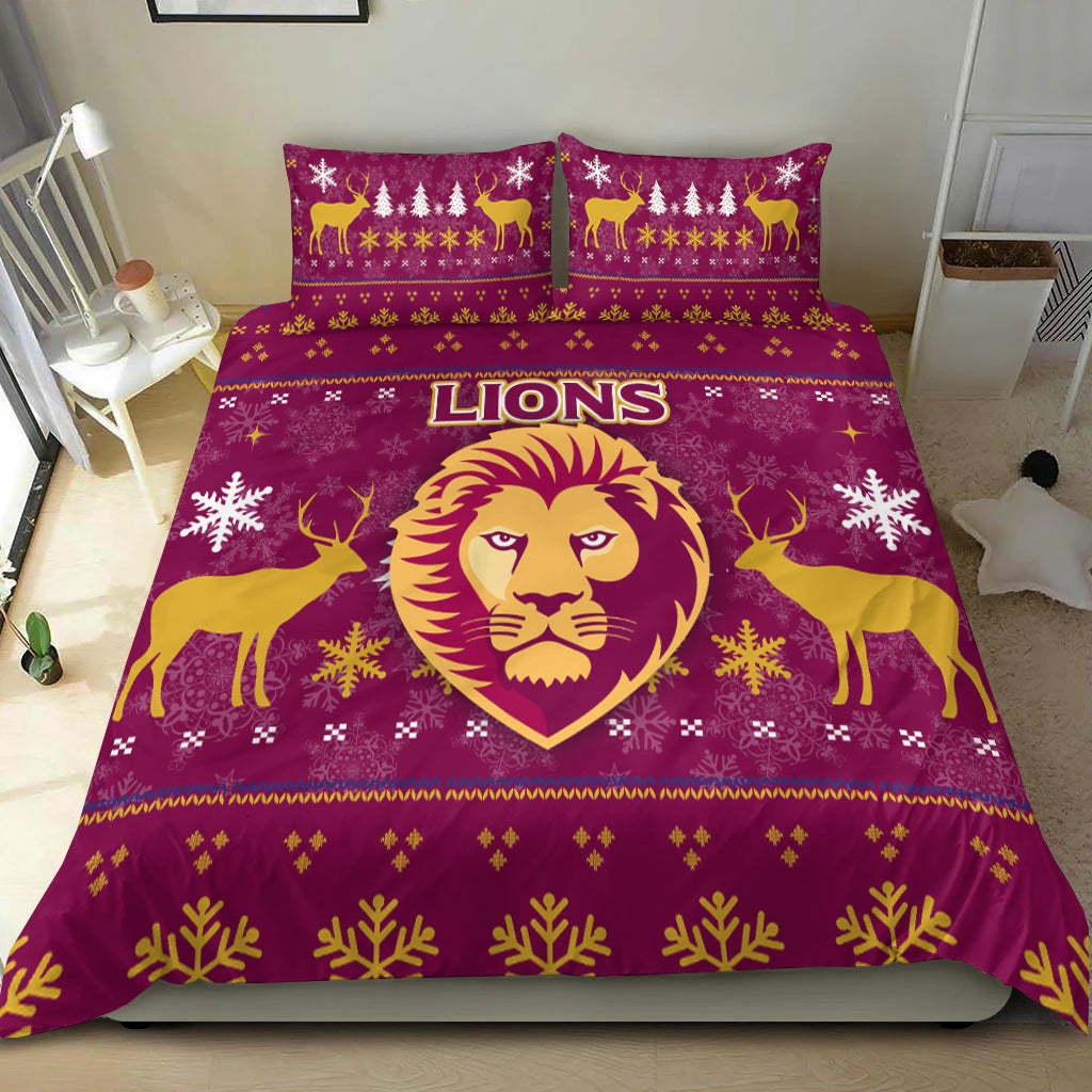 Brisbane Lion Bedding Set - Christmas Ugly Style - - Vibe Hoodie Shop