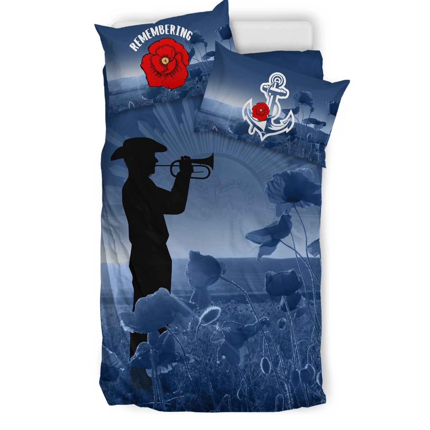 Australia Navy ANZAC Bedding Set - Remembering Our Heroes - Vibe Hoodie Shop