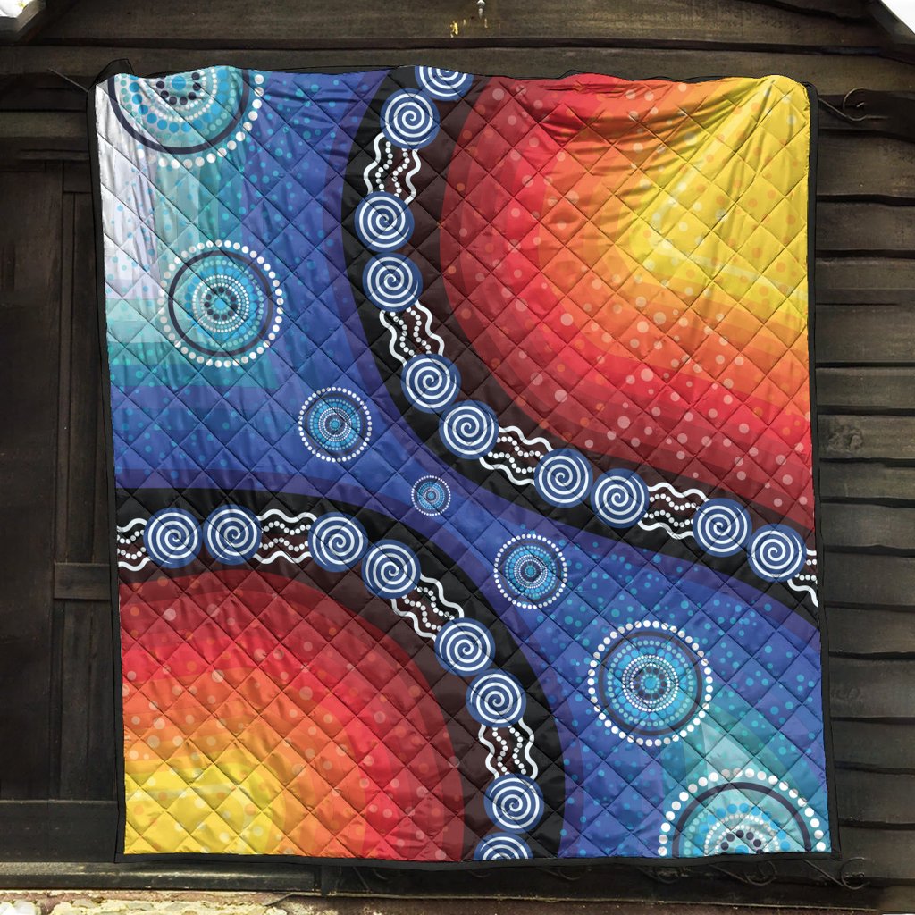 Quilts - Aboriginal Color Dot Painting - Vibe Hoodie Shop