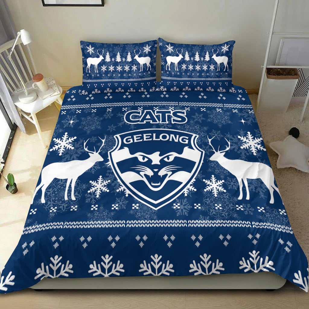 Geelong Cats Bedding Set - Christmas Ugly Style - - Vibe Hoodie Shop