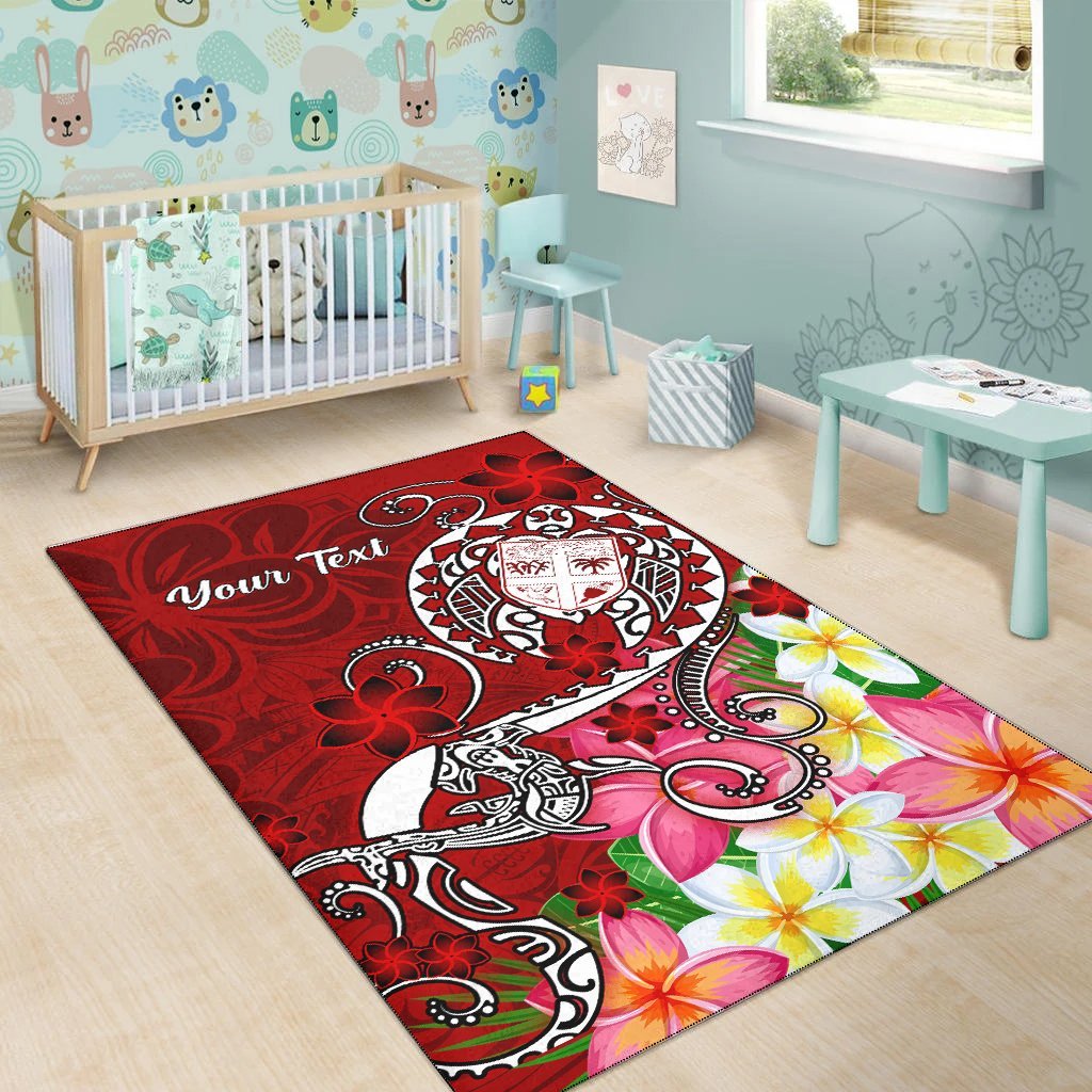 Fiji Custom Personalised Area Rug - Turtle Plumeria (Red) - Vibe Hoodie Shop