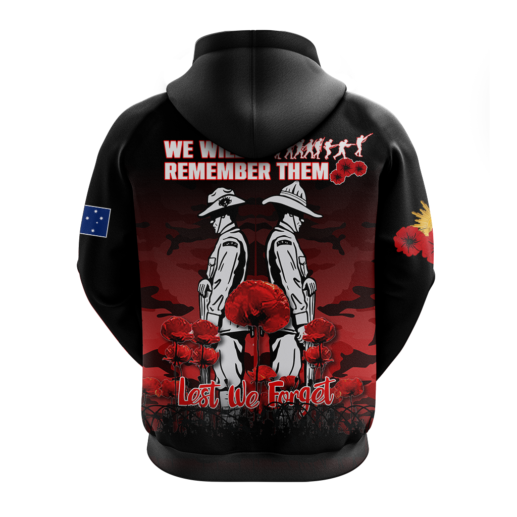 Australia ANZAC 2022 Hoodie Camouflage With Poppy Red - LT12 - Vibe Hoodie Shop