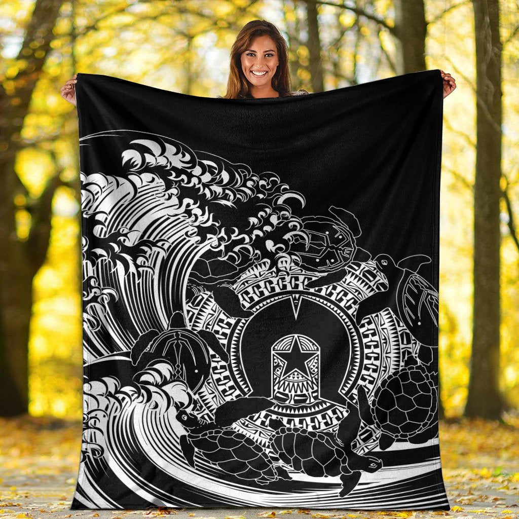 Aboriginal Premium Blanket, Torres Strait Islands in Wave (Black) - Vibe Hoodie Shop