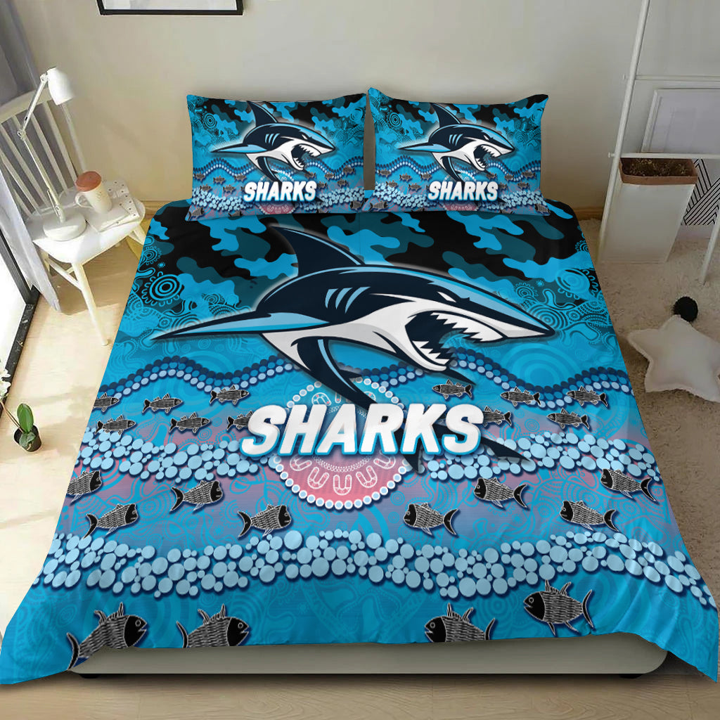 Sharks Rugby ANZAC Day Camouflage Indigenous Art Bedding Set - - Vibe Hoodie Shop