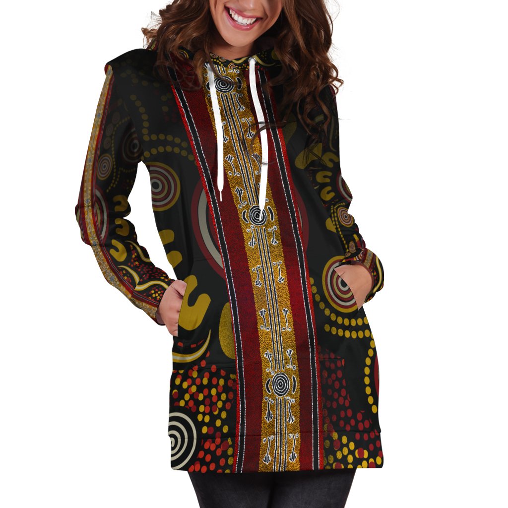 Hoddie Dress - Aboriginal Dot Panting Art Stripe Lines - Vibe Hoodie Shop