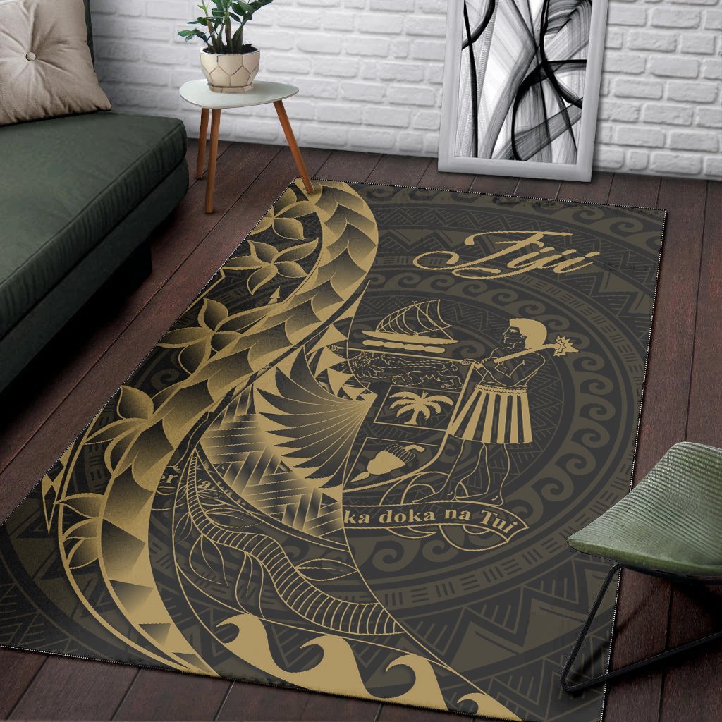 Fiji Area Rug - Polynesian Pattern Style Gold Color - Vibe Hoodie Shop