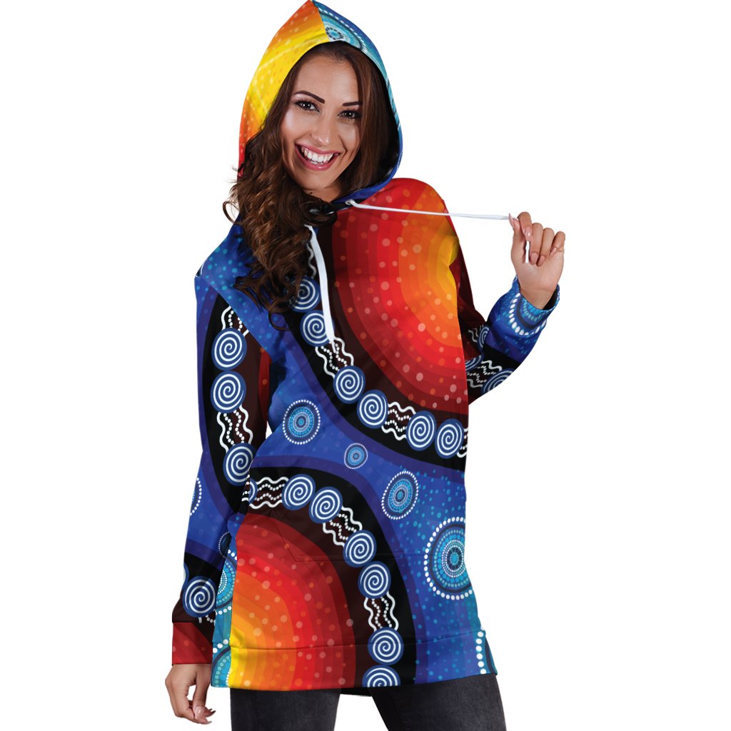 Hoodie Dress - Aboriginal Color Dot Painting - Vibe Hoodie Shop