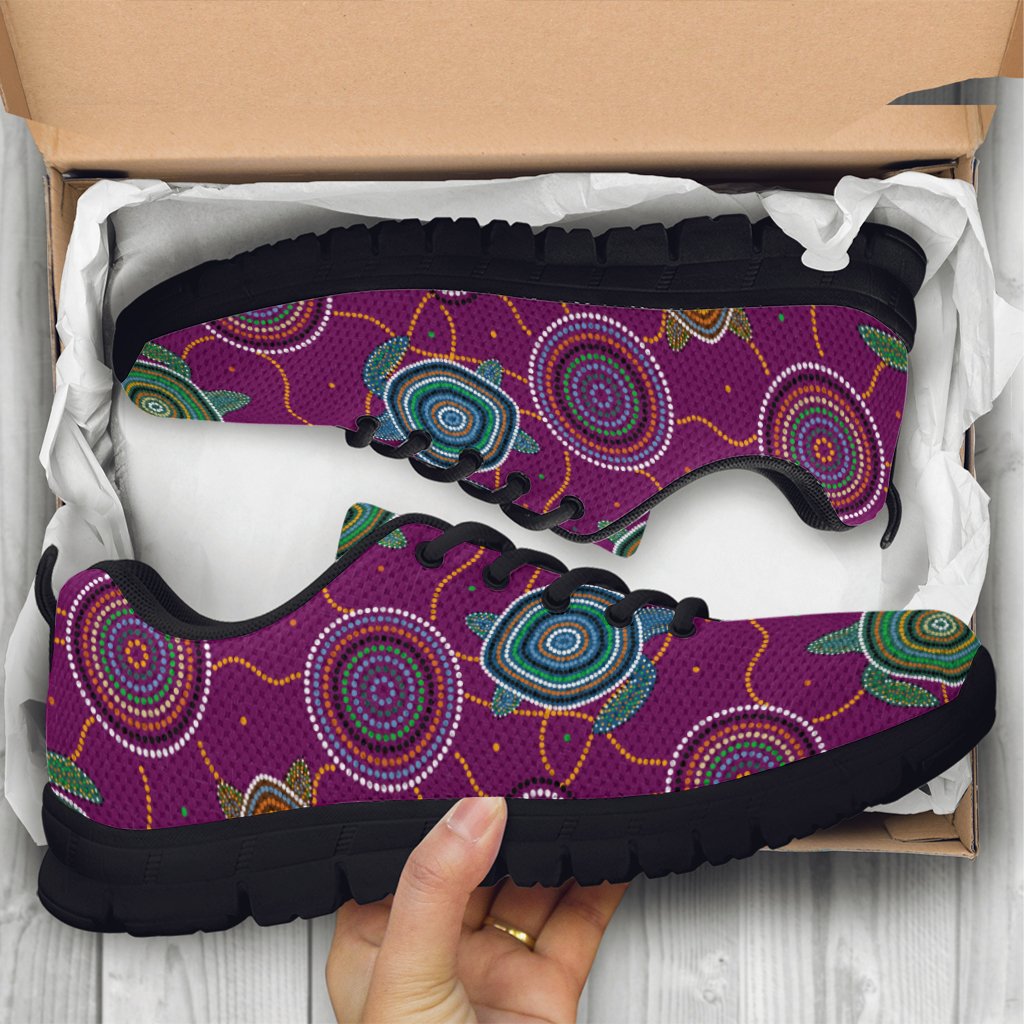 Sneakers - Aboriginal Turtle Purple Australia Dot Patterns - Vibe Hoodie Shop