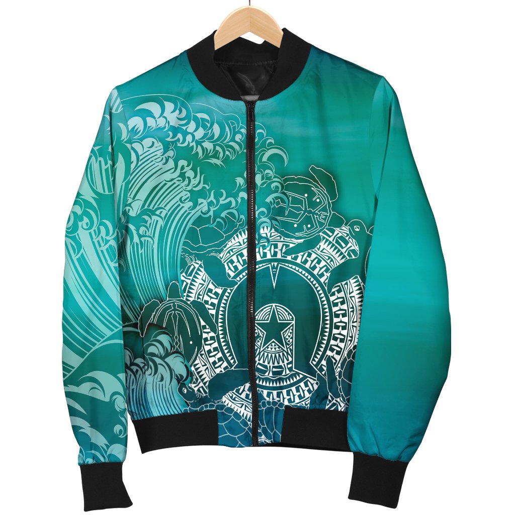 Aboriginal Men's Bomber Jacket, Torres Strait Islands in Wave - Vibe Hoodie Shop