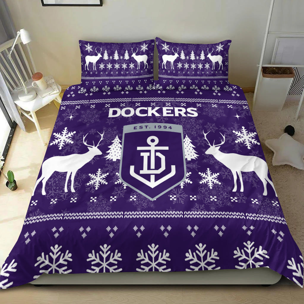 Fremantle Football Club Bedding Set - Christmas Ugly Style - - Vibe Hoodie Shop