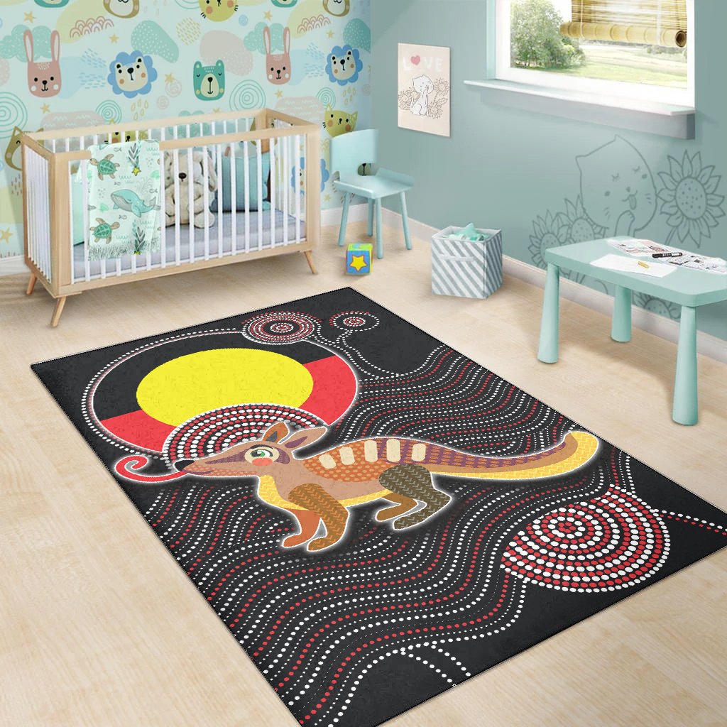 Aboriginal Area Rug - Numbat with Aboriginal Flag - Vibe Hoodie Shop