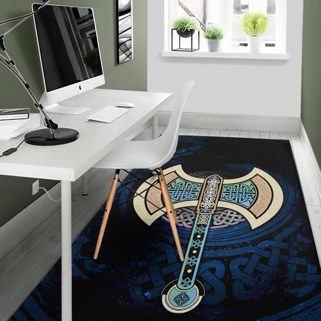 Celtic Knotwork Labrys Area Rug - Vibe Hoodie Shop