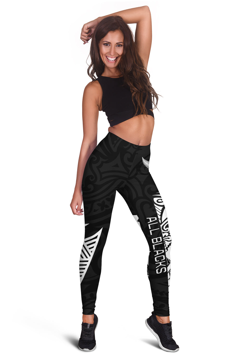 New Zealand Rugby Women Leggings Haka All Black mix Ta Moko - Vibe Hoodie Shop