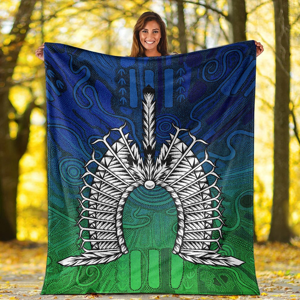 Torres Strait Islanders Premium Blanket - Dhari Mask - Vibe Hoodie Shop