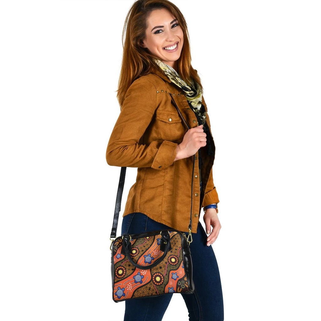 Shoulder Handbag - Aboriginal Dot Unique Style Turtle - Vibe Hoodie Shop