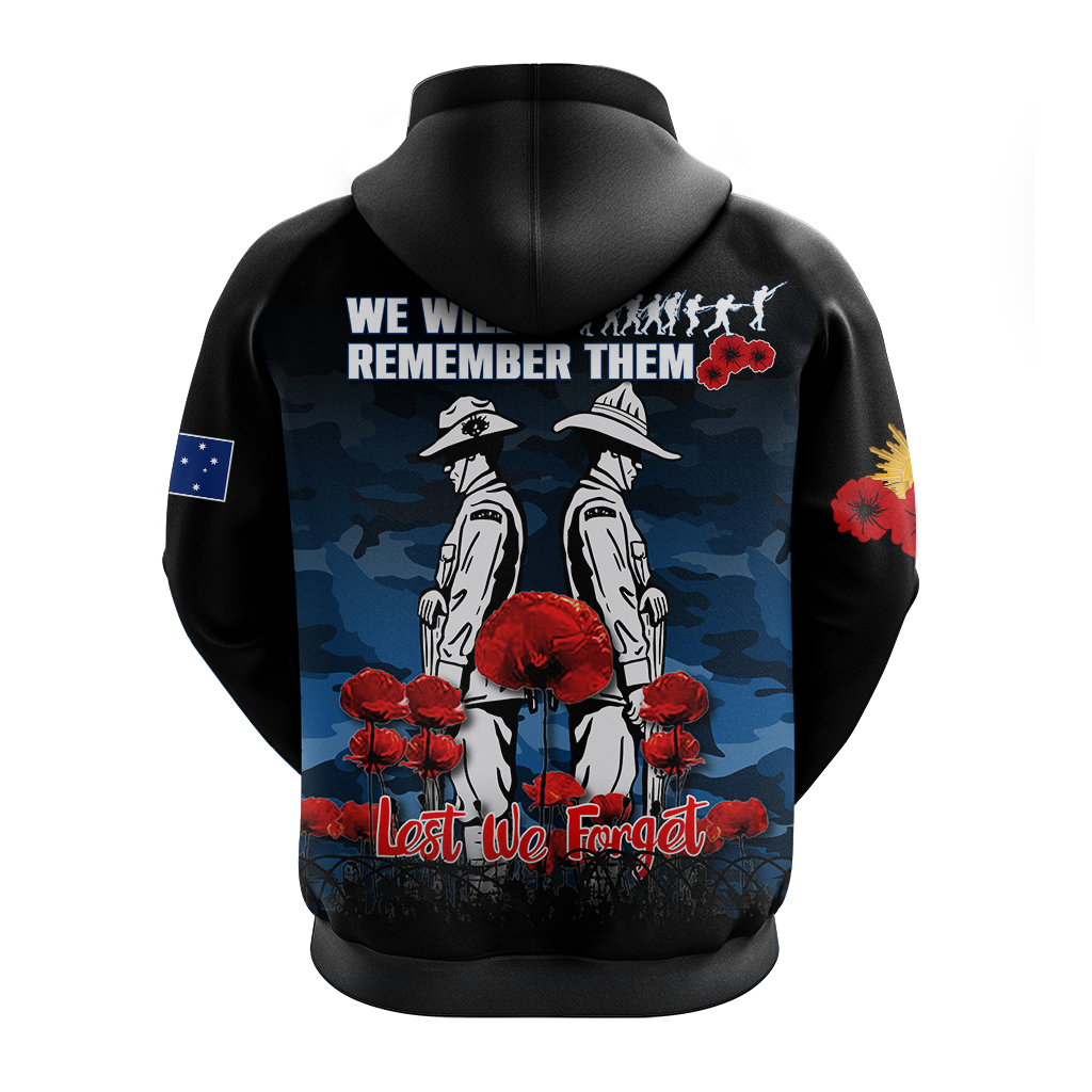 Australia ANZAC 2022 Hoodie Camouflage With Poppy Blue - LT12 - Vibe Hoodie Shop