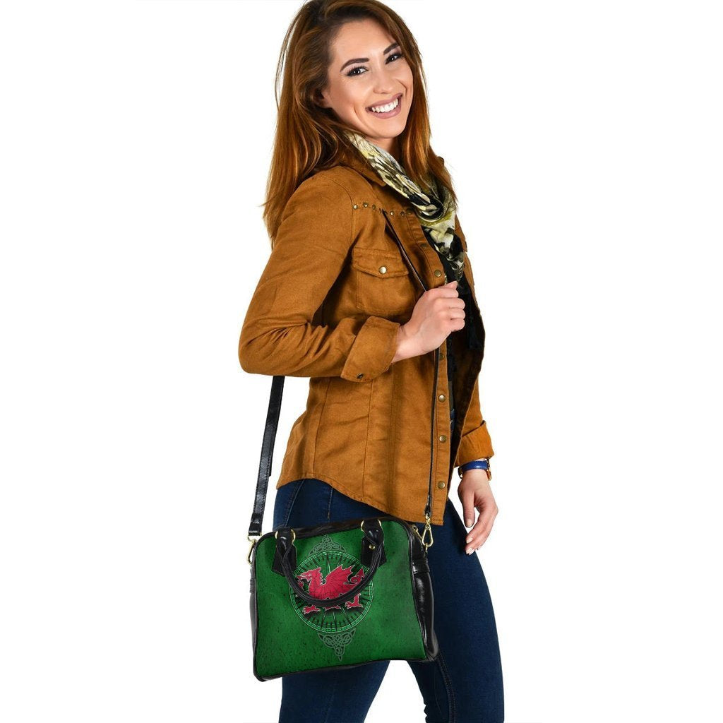 Wales Celtic Shoulder Handbag - Celtic Compass With Welsh Dragon - Vibe Hoodie Shop