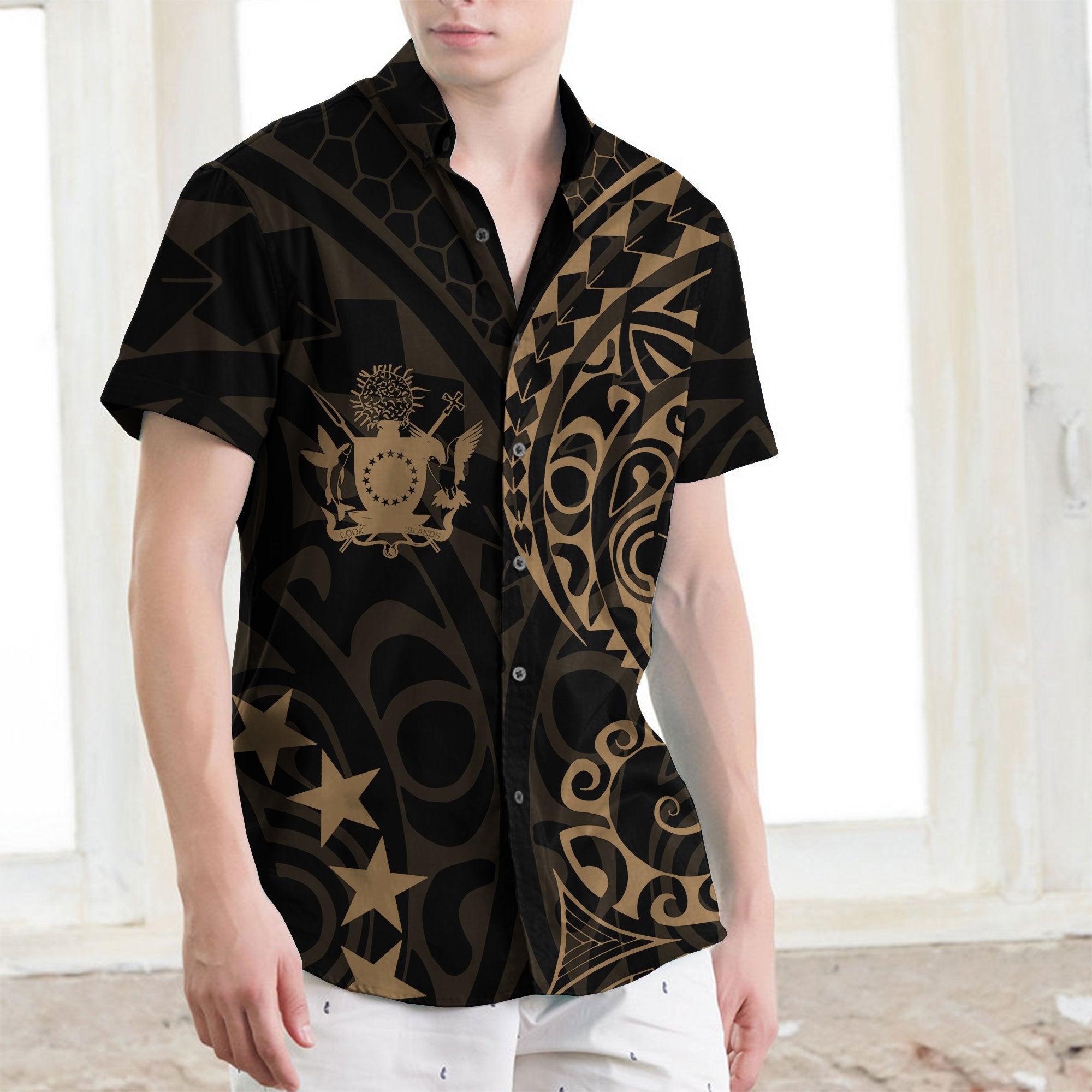 Cook Islands Short Sleeve Shirt Gold - Vibe Hoodie Shop