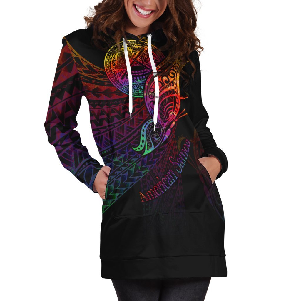 American Samoa Hoodie Dress - Butterfly Polynesian Style - Vibe Hoodie Shop