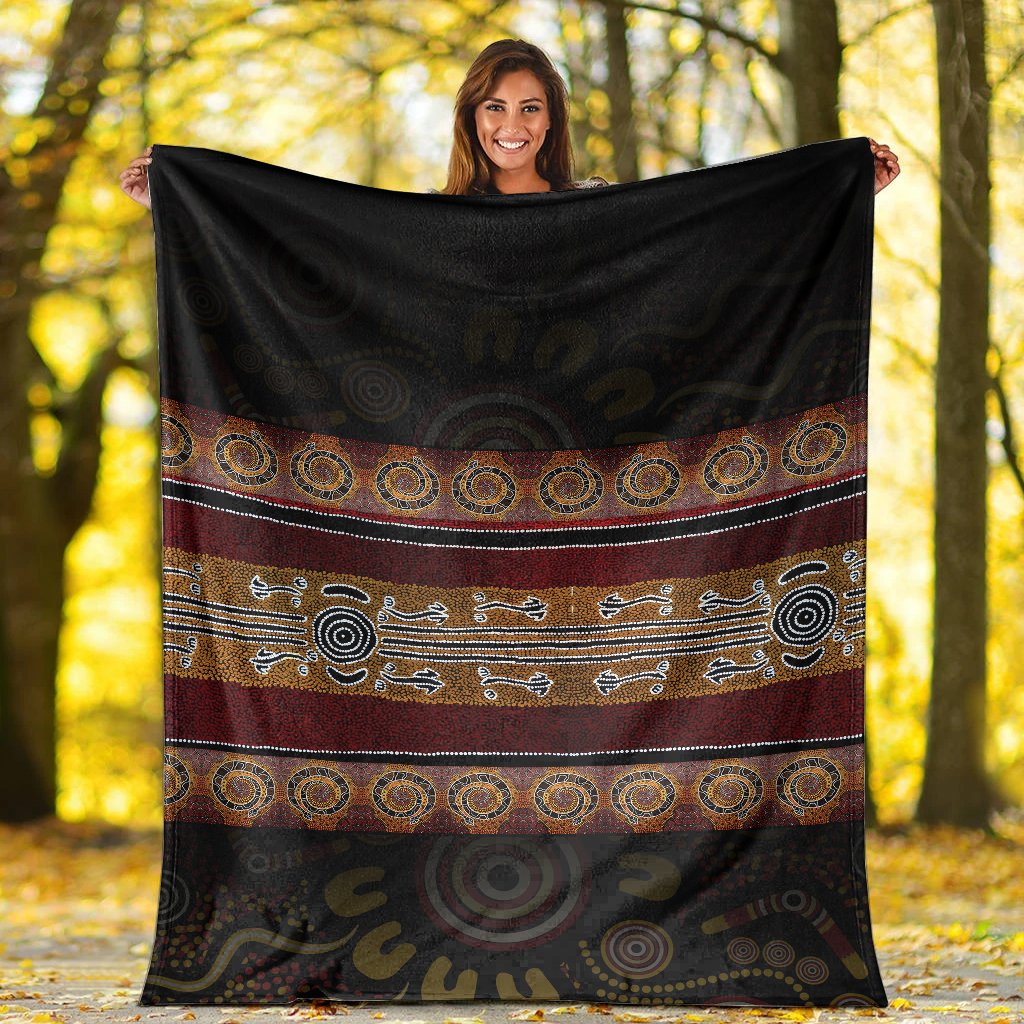 Blanket - Aboriginal Dot Panting Art Horizontal Lines - Vibe Hoodie Shop