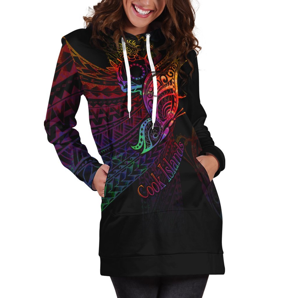 Cook Islands Hoodie Dress - Butterfly Polynesian Style - Vibe Hoodie Shop