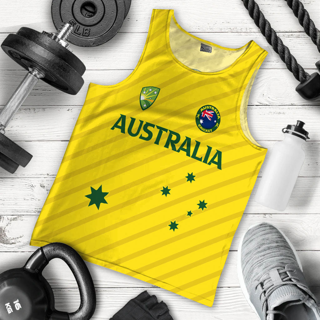 (Custom Personalised) Australian Cricket Men Tank Top - National Color - - Vibe Hoodie Shop