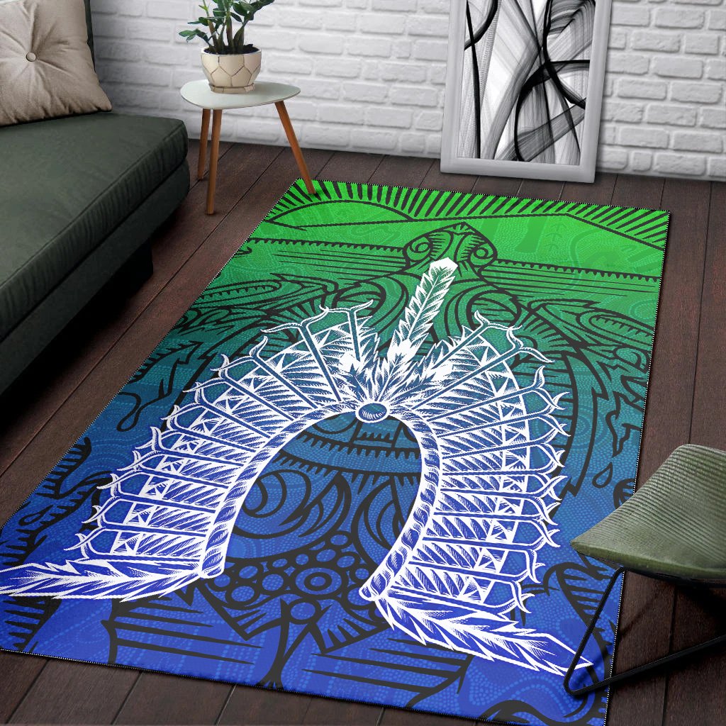 Torres Strait Islanders Area Rug - Turtle and Dhari Mask - Vibe Hoodie Shop