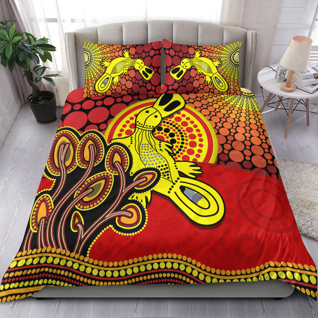 Aboriginal Platypus Bedding Set Tree On The Hill Sunshine - Vibe Hoodie Shop