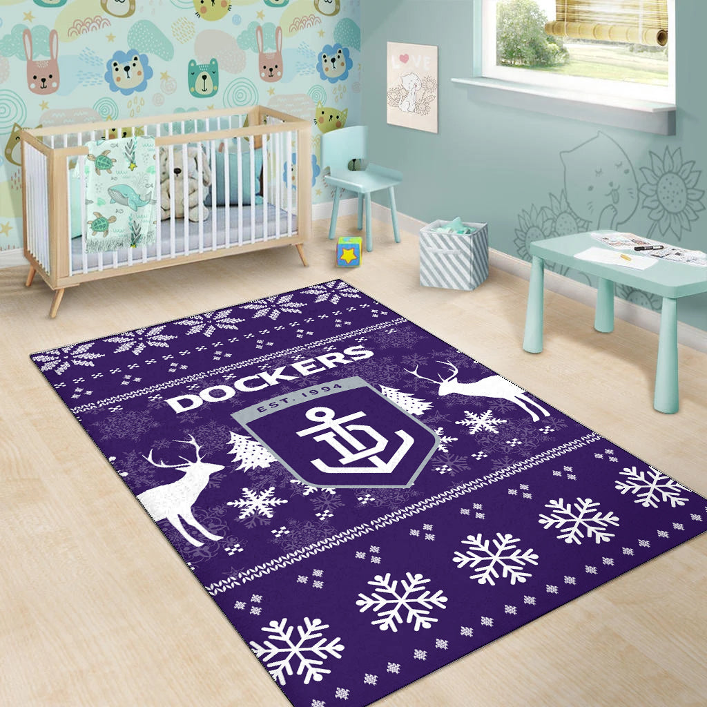 Fremantle Football Club Area Rug - Christmas Ugly Style - - Vibe Hoodie Shop