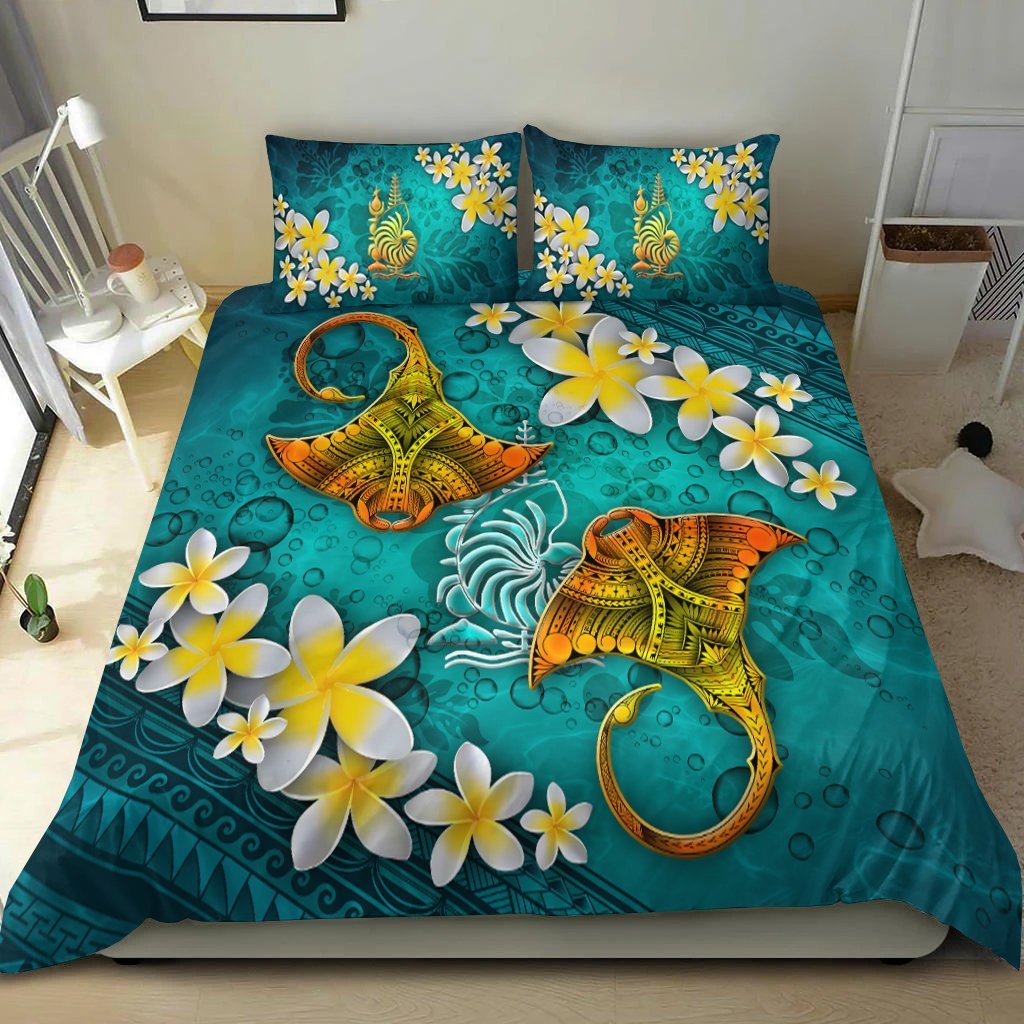 New Caledonia Polynesian Bedding Set - Manta Ray Ocean - Vibe Hoodie Shop
