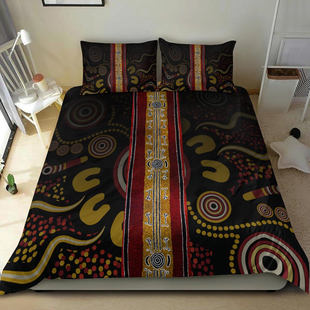 Bedding Set - Aboriginal Dot Panting Art Stripe Lines - Vibe Hoodie Shop