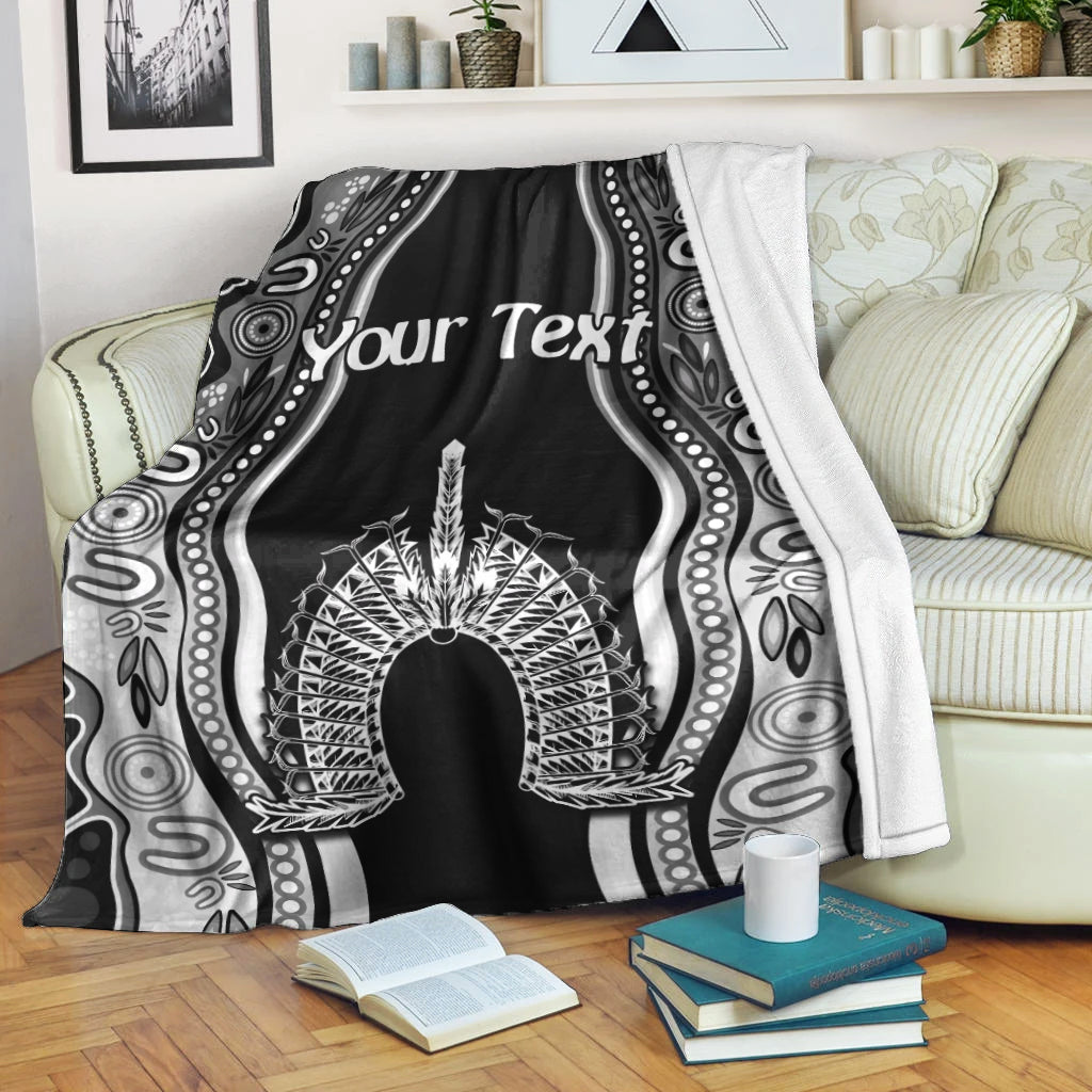 (Custom Personalised) Torres Strait Islands Premium Blanket The Dhari Mix Aboriginal Turtle Version Black 02 - Vibe Hoodie Shop