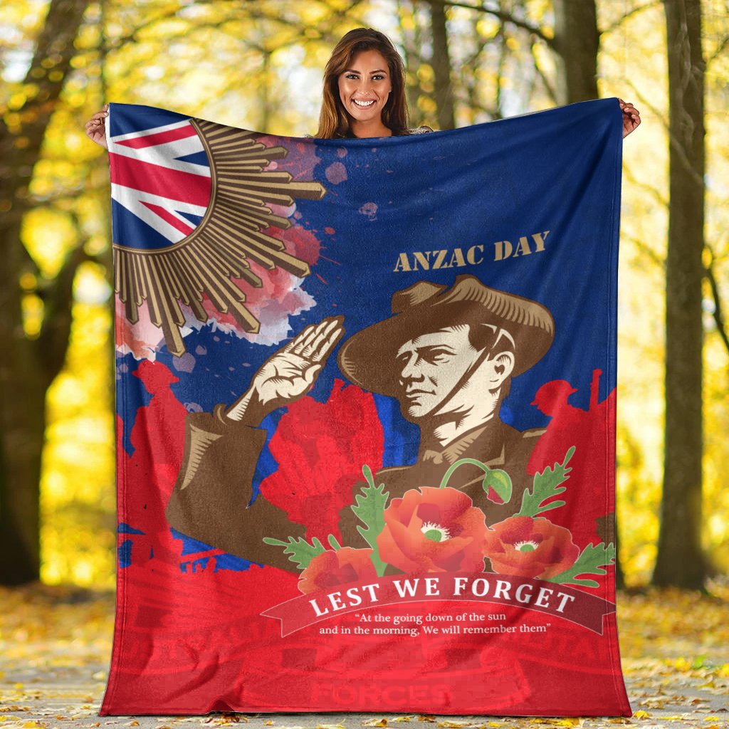 Premium Blanket - AANZAC Australia Remember Them - Vibe Hoodie Shop