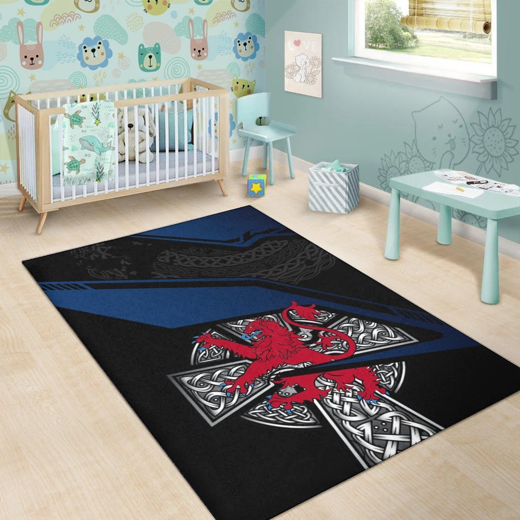 Scotland Celtic Area Rug - Celtic Cross and Lion - Vibe Hoodie Shop