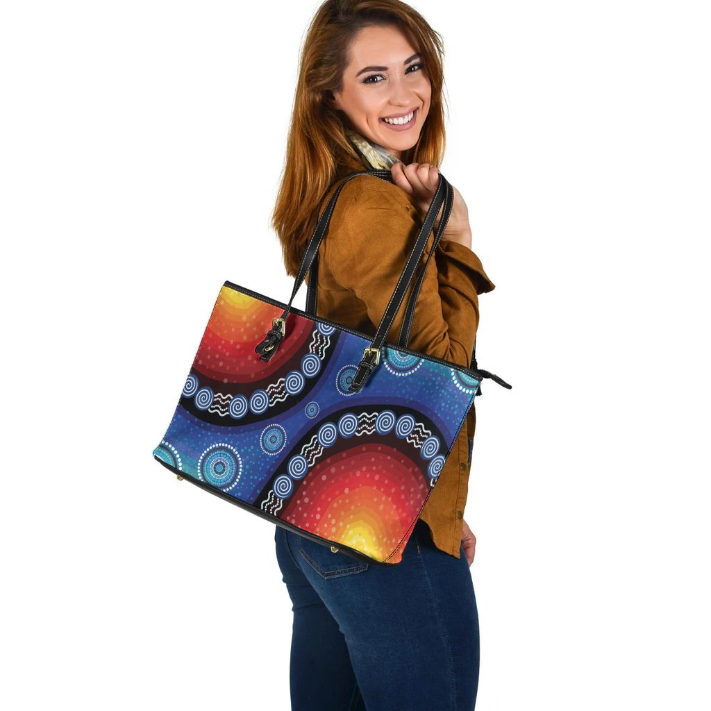 laether-tote-bag-aboriginal-color-dot-painting