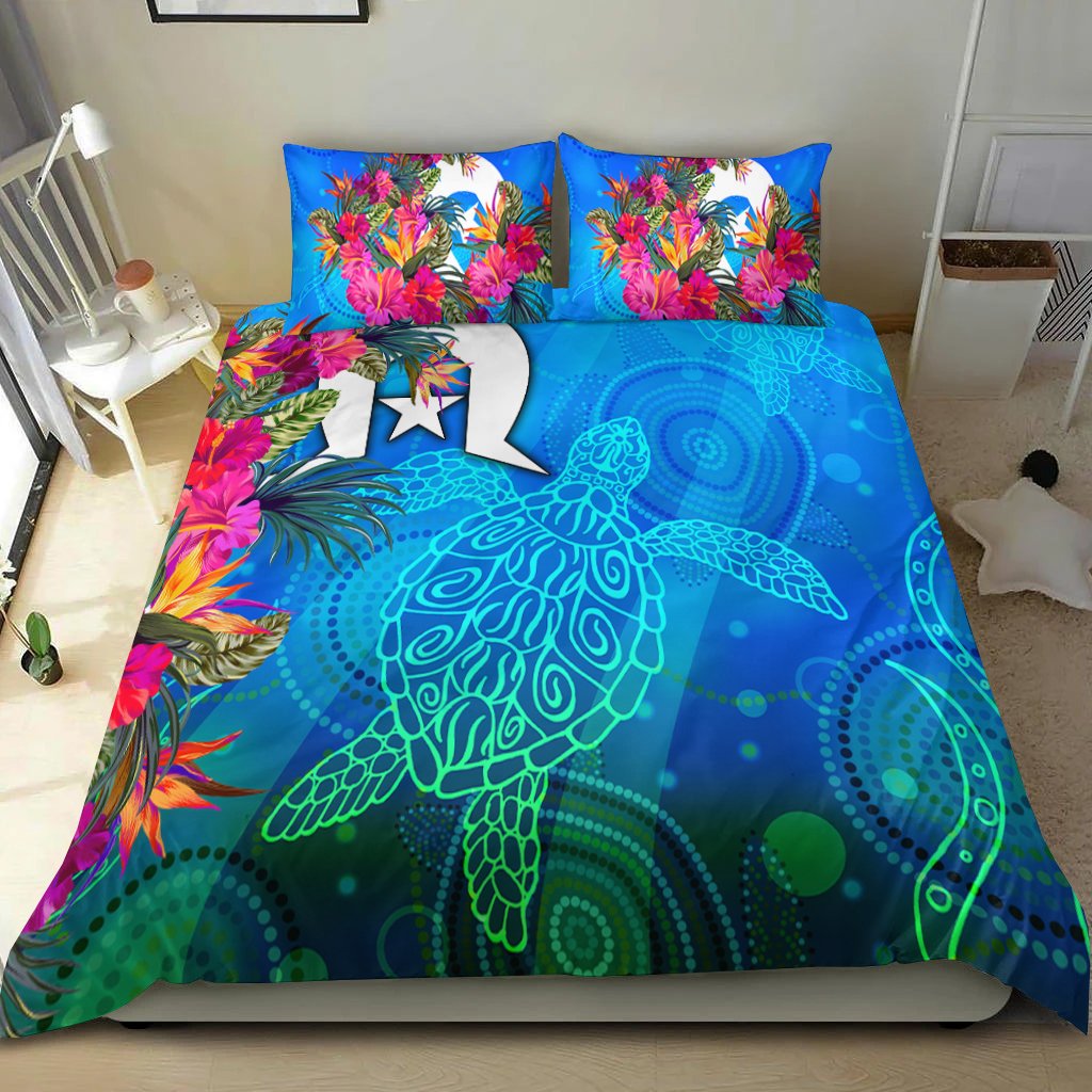 Bedding Set - Torres Strait Blue Sea With Hibiscus - Vibe Hoodie Shop