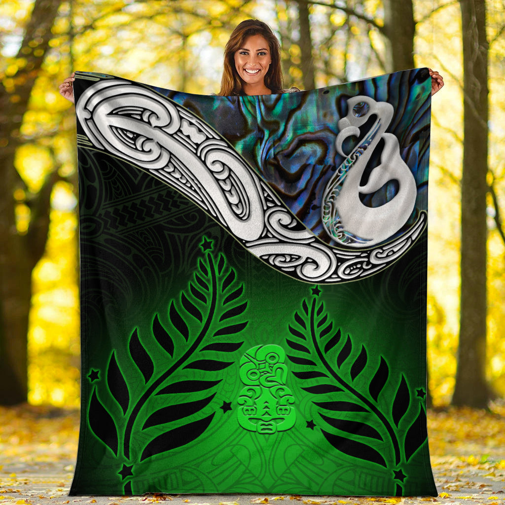 New Zealand Maori Premium Blanket - Manaia Paua Shell Glitter Green LT4 - Vibe Hoodie Shop