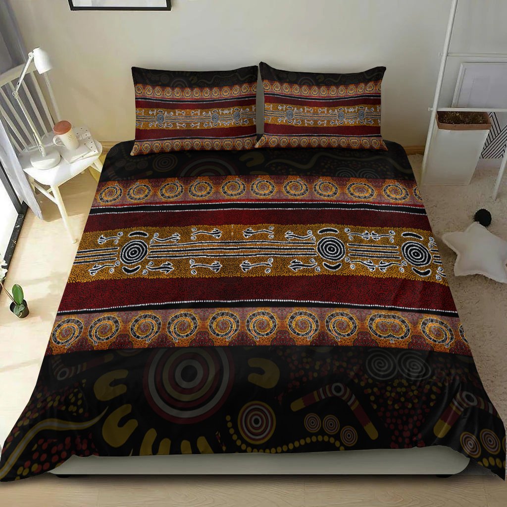 Bedding Set - Aboriginal Dot Panting Art Horizontal Lines - Vibe Hoodie Shop