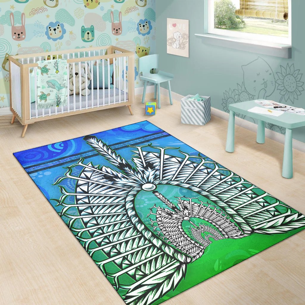 Area Rug - Turtle Background With Dhari Mask - Vibe Hoodie Shop