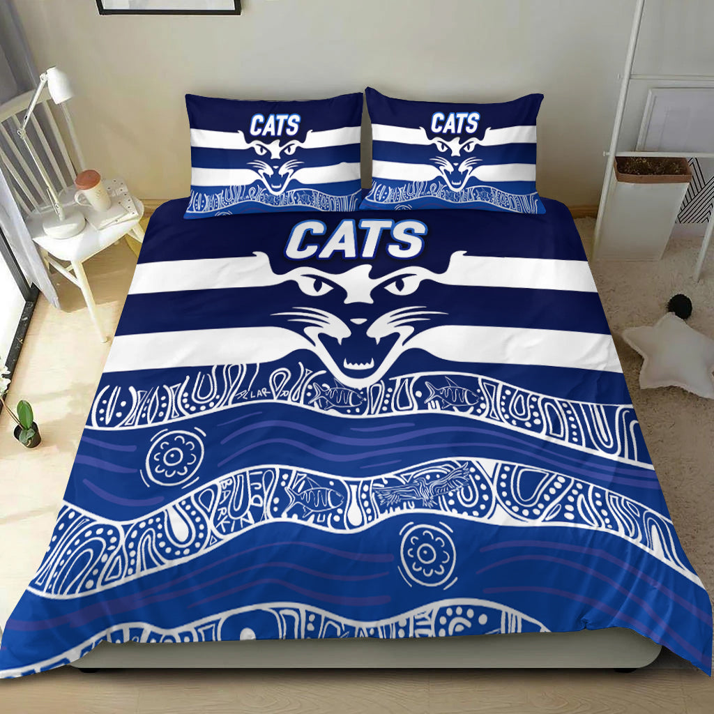 Cats Aboriginal Art Football Geelong Bedding Set - - Vibe Hoodie Shop