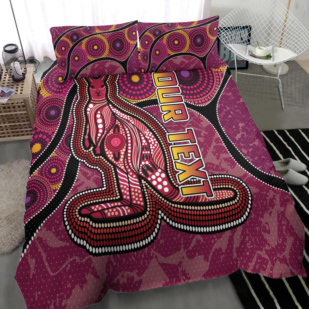 Maroons Rugby Bedding Set - Custom Maroons Kangaroo Bedding Set RLT13 - Vibe Hoodie Shop