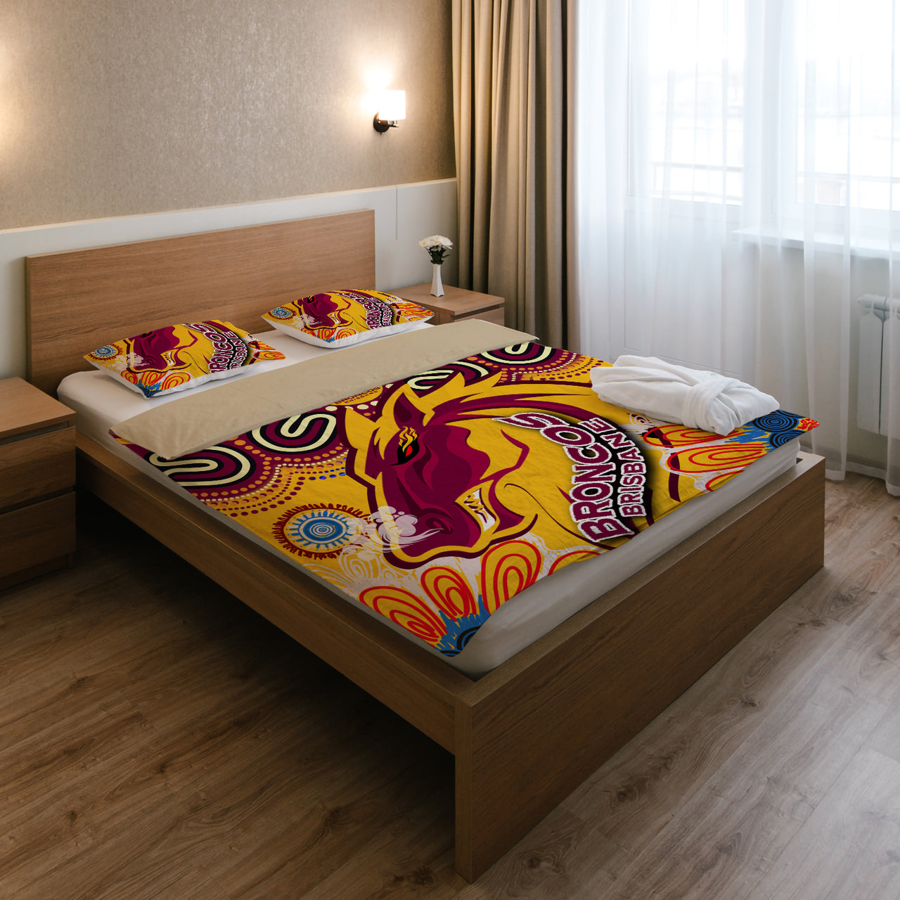 Broncos 2022 Rugby Custom Aboriginal Bedding Set - Indigenous Super Broncos RLT13 - Vibe Hoodie Shop