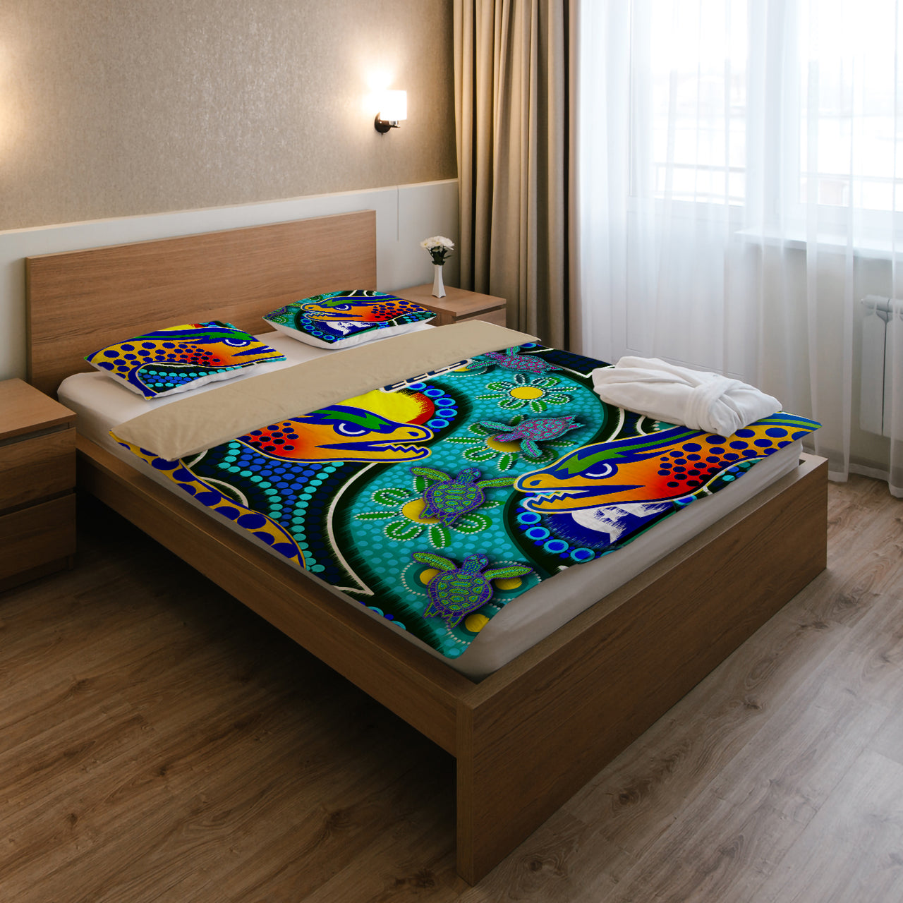 Eels Rugby Bedding Set - Indigenous Eels With Aboriginal and Torres Strait Islanders Flag RLT13 - Vibe Hoodie Shop