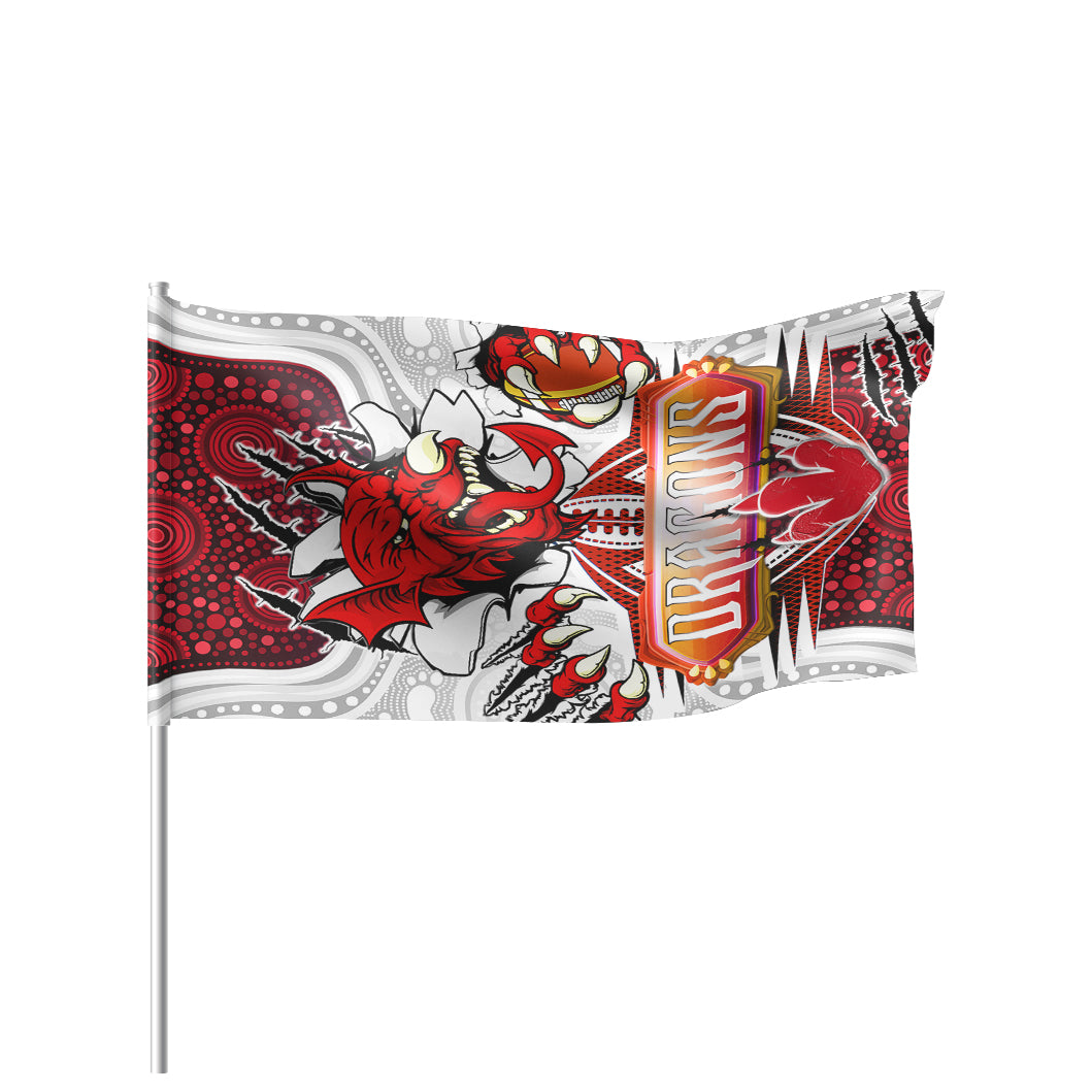 St.George Rugby Flag - Custom Indigenous Super Dragons Scratch Style Flag - Vibe Hoodie Shop