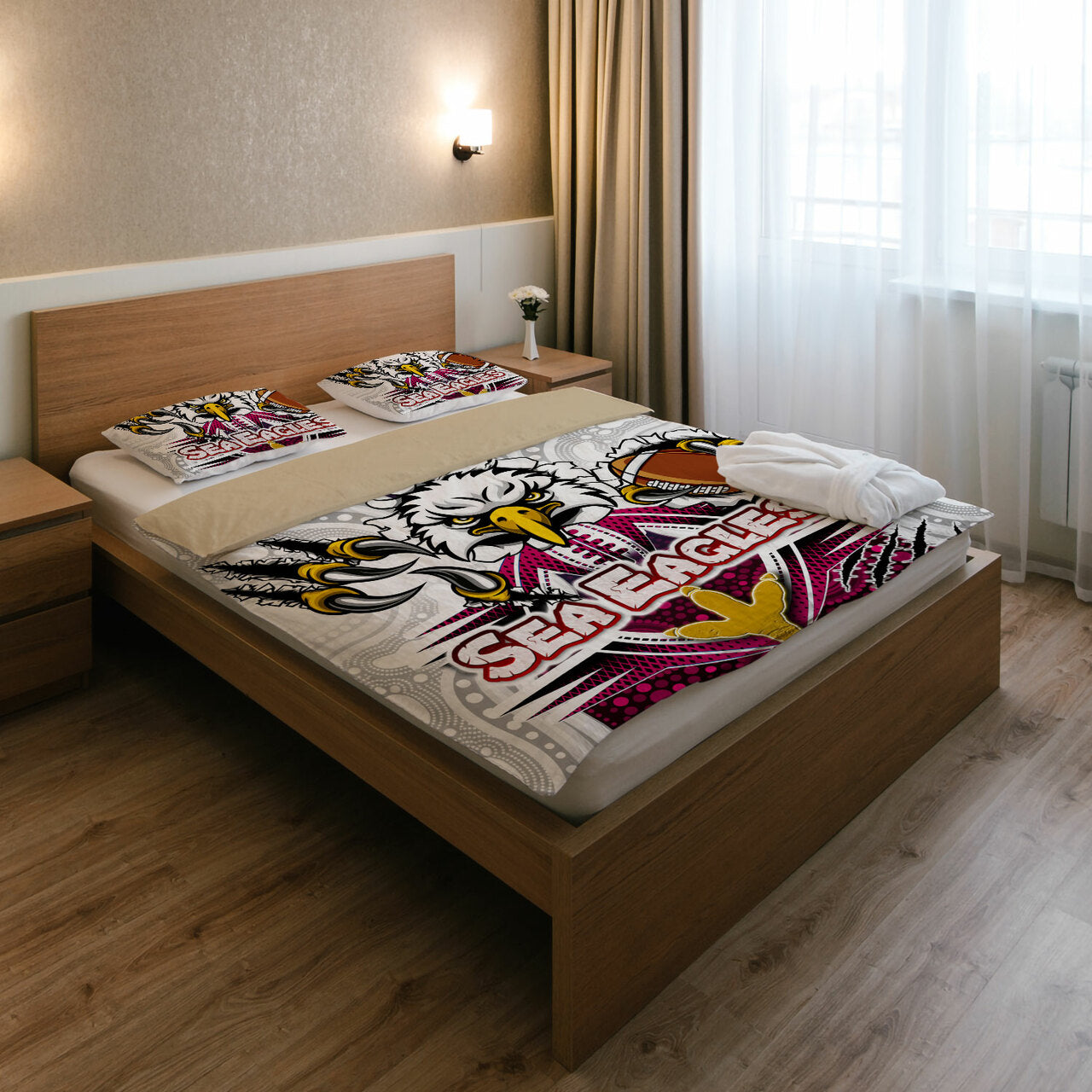 Sea Eagles Rugby Custom Indigenous Bedding Set - Super Sea Eagles Scratch Style LT10 - Vibe Hoodie Shop